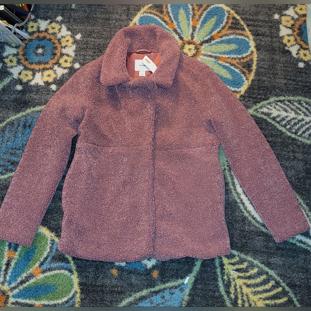 Plush Old navy mauve/pink sherpa coat